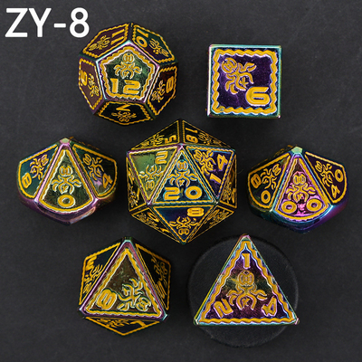 Electroplaqué Vintage couleur pieuvre métallique Dnd Dice Set Dragon et Dragon échecs jeu de dés