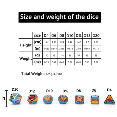 Jeu de dés en métal et en plastique personnalisé D20 D &amp; D polyédre DND jeu de dés RPG