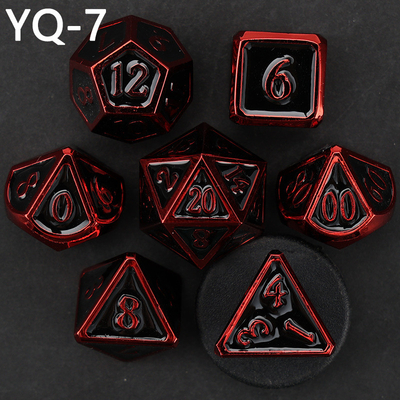 Jeu de dés en métal DND personnalisé, couleur polyédrique solide, jeu de dés en métal avec numéros en argent, utilisé pour le jeu d'échecs D &amp; D