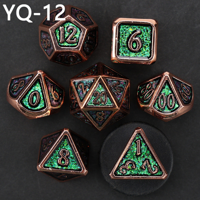 Jeu de dés en métal DND personnalisé, couleur polyédrique solide, jeu de dés en métal avec numéros en argent, utilisé pour le jeu d'échecs D &amp; D
