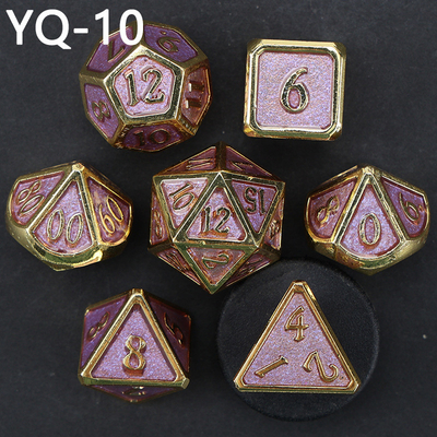 Jeu de dés en métal DND personnalisé, couleur polyédrique solide, jeu de dés en métal avec numéros en argent, utilisé pour le jeu d'échecs D &amp; D