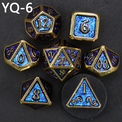 Jeu de dés en métal DND personnalisé, couleur polyédrique solide, jeu de dés en métal avec numéros en argent, utilisé pour le jeu d'échecs D &amp; D
