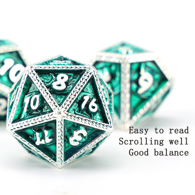 DND vert Dragon et Dungeon jeu de dés en métal personnalisé jeu de dés en runes personnalisé
