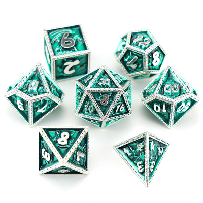 DND vert Dragon et Dungeon jeu de dés en métal personnalisé jeu de dés en runes personnalisé