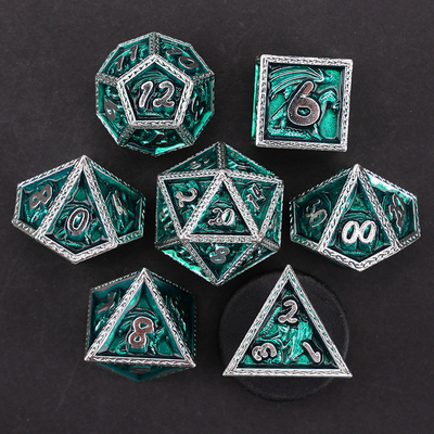 DND vert Dragon et Dungeon jeu de dés en métal personnalisé jeu de dés en runes personnalisé