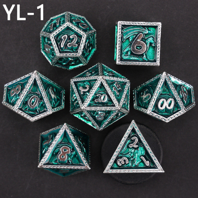 DND vert Dragon et Dungeon jeu de dés en métal personnalisé jeu de dés en runes personnalisé