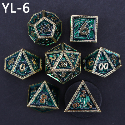 DND vert Dragon et Dungeon jeu de dés en métal personnalisé jeu de dés en runes personnalisé
