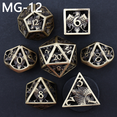 jeu de dés en métal creux jeu de dés polyédrique personnalisé dragon et dragon