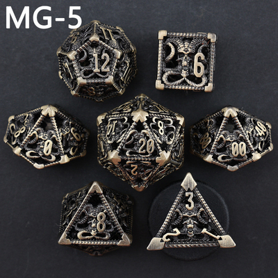 jeu de dés en métal creux jeu de dés polyédrique personnalisé dragon et dragon