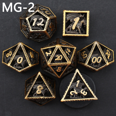 jeu de dés en métal creux jeu de dés polyédrique personnalisé dragon et dragon