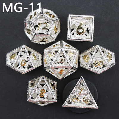 jeu de dés en métal creux jeu de dés polyédrique personnalisé dragon et dragon