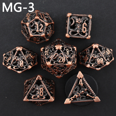 jeu de dés en métal creux jeu de dés polyédrique personnalisé dragon et dragon