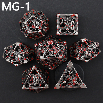 jeu de dés en métal creux jeu de dés polyédrique personnalisé dragon et dragon
