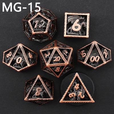 jeu de dés en métal creux jeu de dés polyédrique personnalisé dragon et dragon