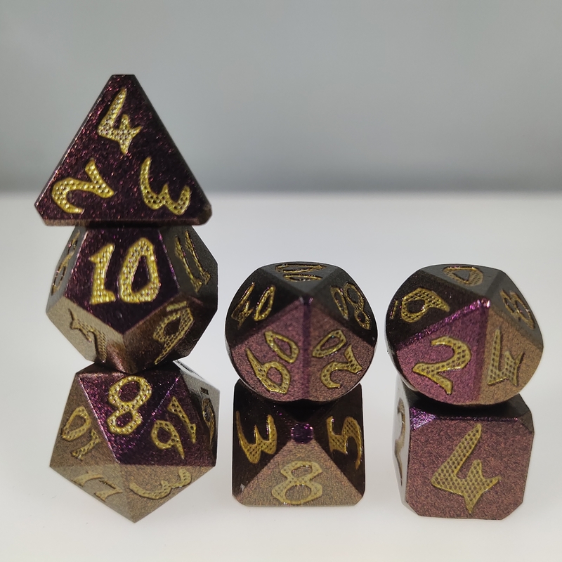 Jeu de société RPG Dice Set Hand 7 Piece Poids léger Sharp Metal Polyhedral Black