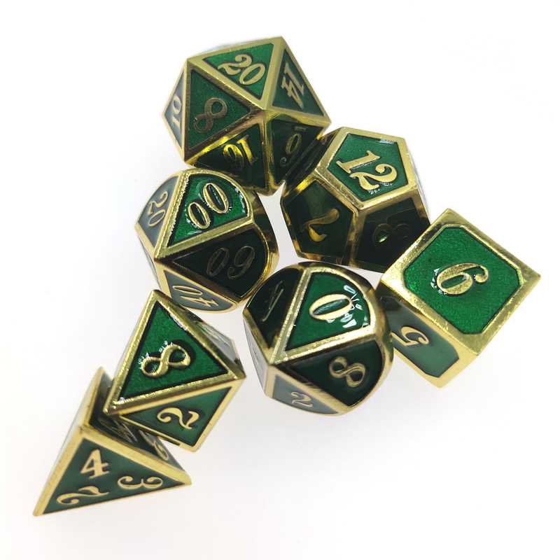 GST RPG Dice Set Portable Robuste Mini Léger Pour Collection Polyhedral Gilt Green