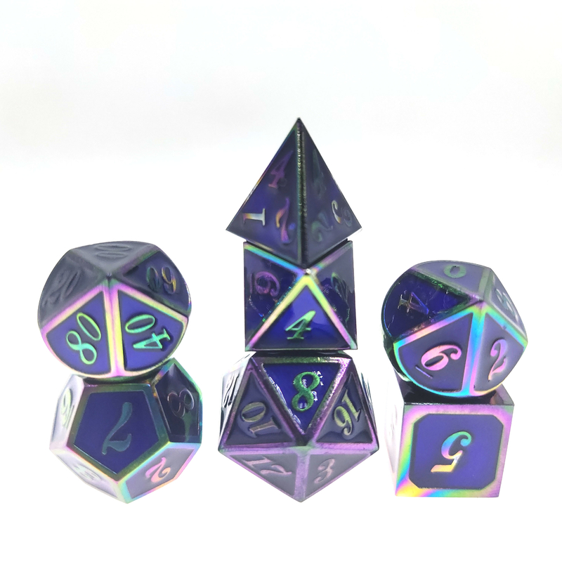 Jeu de dés polyèdre multifonctions robuste 7 pièces taille 12cm jeu de dés RPG zinc