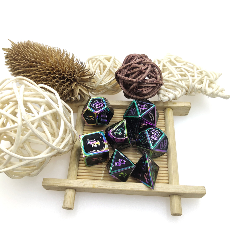 Jeu de dés anti-usure portables robustes pour polyédriques plaqués or donjons et dragons