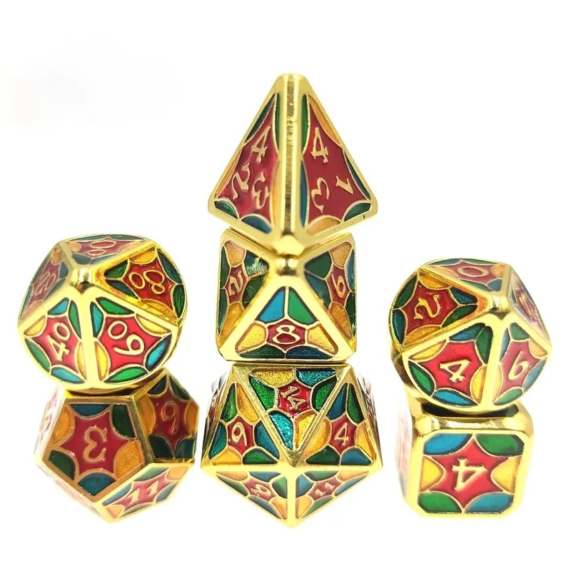 TRPG Running Group Metal Dice Dragon and Dungeon Couleur colorée toile d'araignée