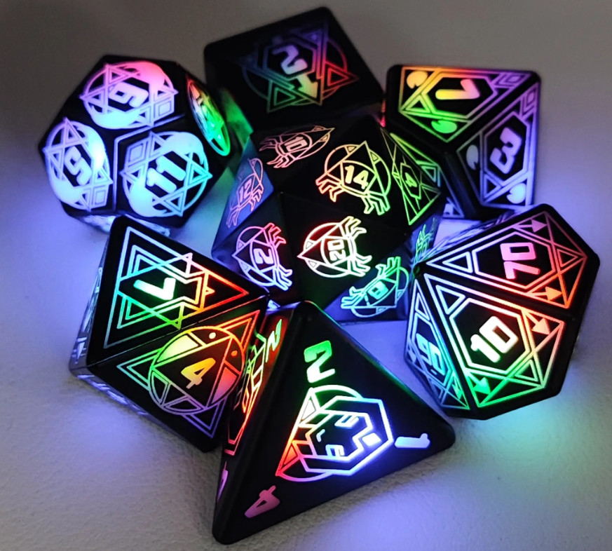 Allumez les dés DND Rechargeable avec boîte de recharge 7 PCS LED Dés électroniques pour table