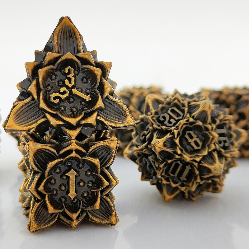 Lotus Metal Dice Set DND Dungeons and Dragons TRPG jeu de société polyédrique COC D6
