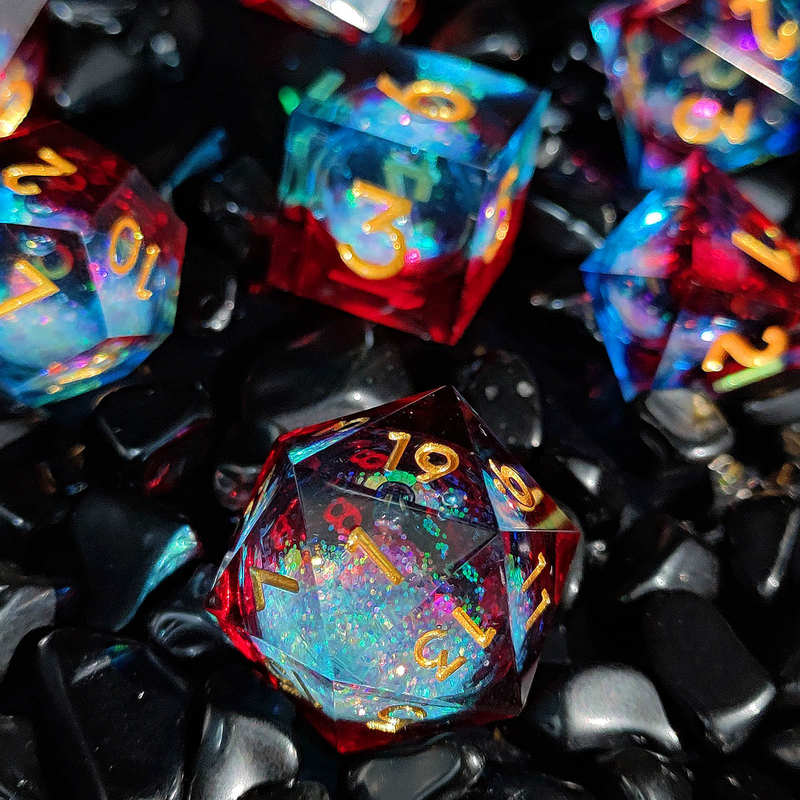 Le jeu de dés en résine multicolore Flow Sand