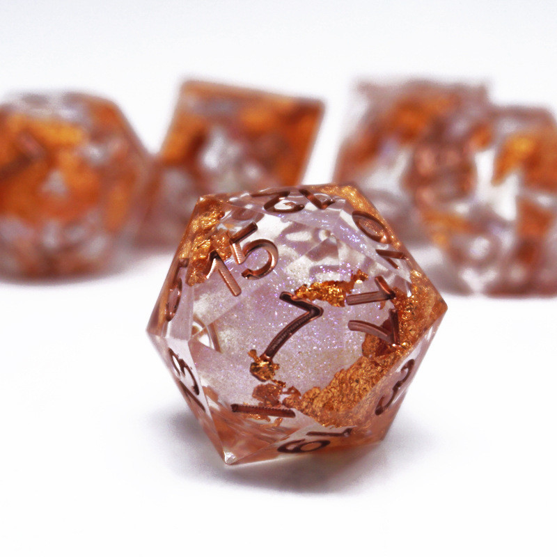 Yellow Flurry Line RPG Resin Dice Set Krusu DND Pour les cadeaux et les collections