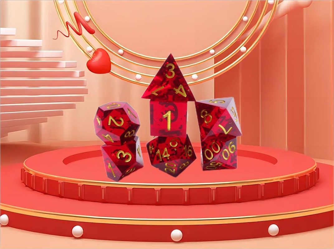Jeux de dés de résine naturelle de grenade rouge jeu de dés de bureau domaine de magie préféré aventure dnd