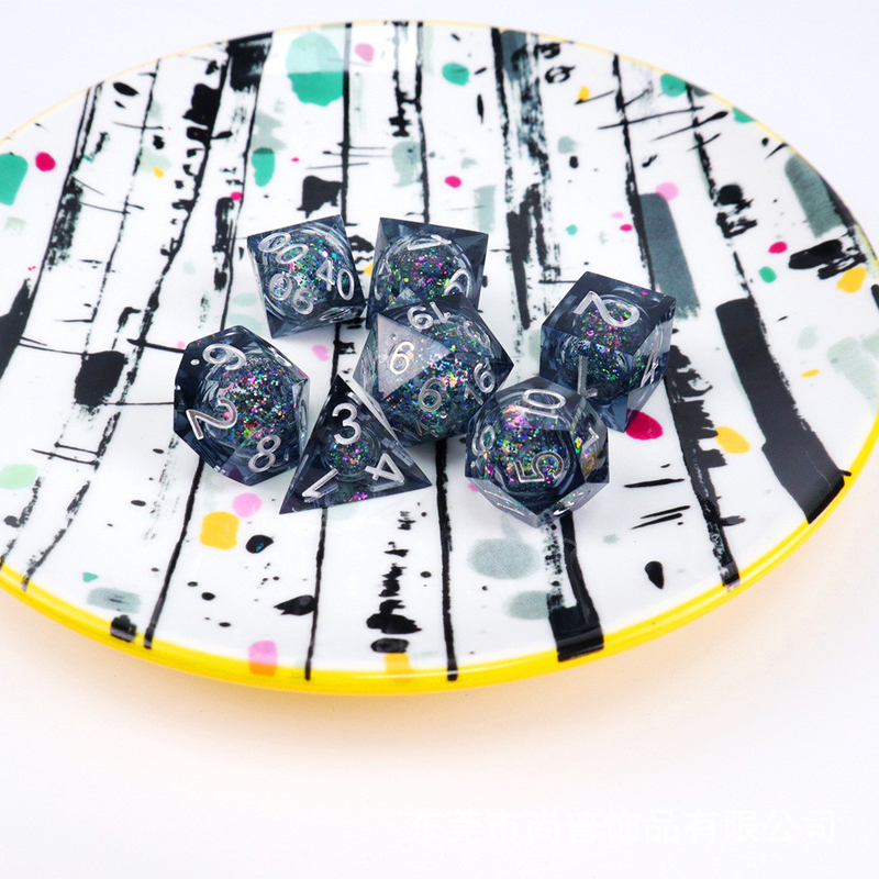 Légume bleu-gris liquide résine naturelle multi-face jeu de dés dragon et donjon Dnd dés