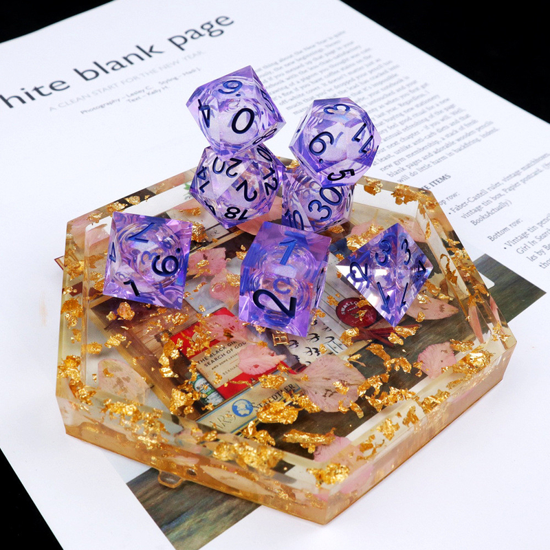 Pourpre sable de flux blanc nombre de ciel résine multi-facettes jeu de dés suite dragon and dungeon city dnd dés