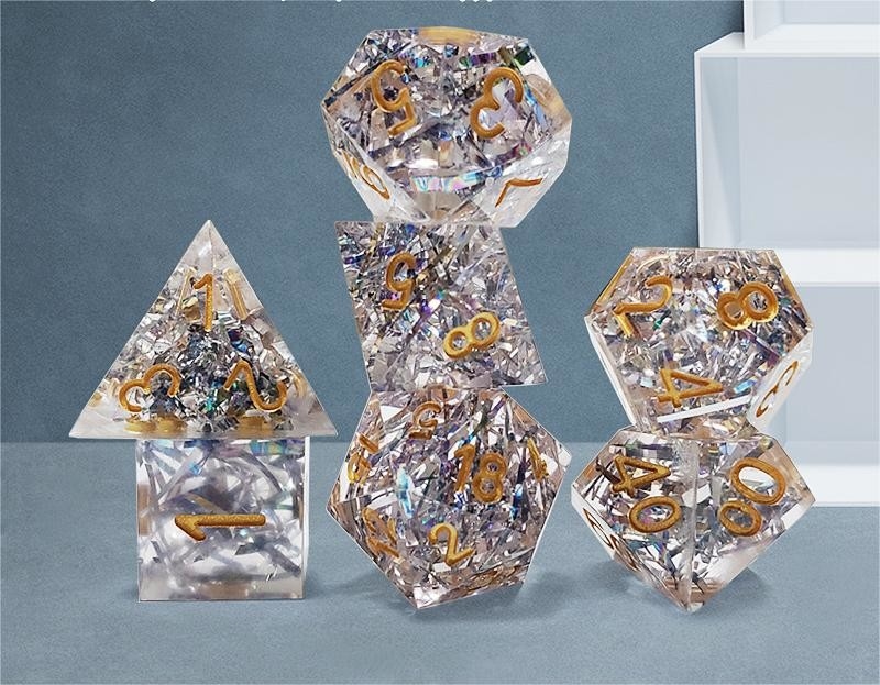 bande de couleur cristalline transparente Resine Boarding Dice Set dnd dés