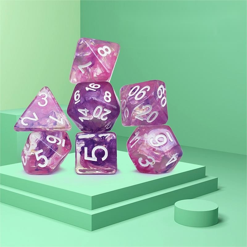 Le ciel étoilé rose violet couleur résine jeu de dés