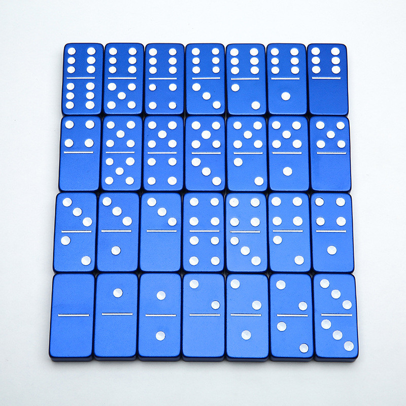 Double 6 Six Metal Domino Set avec 28 blocs de dominos en alliage d'aluminium géant