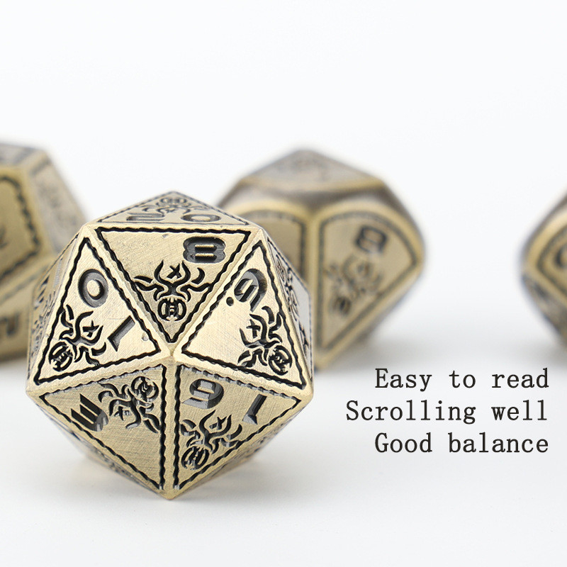 Electroplaqué Vintage couleur pieuvre métallique Dnd Dice Set Dragon et Dragon échecs jeu de dés